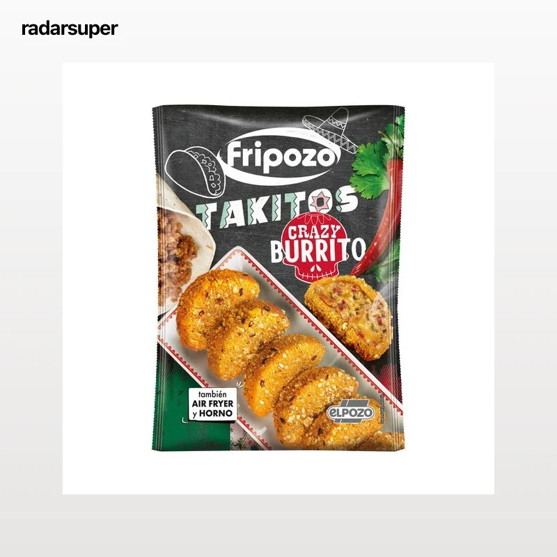 FRIPOZO Crazy burrito Takitos congelados rellenos de vacuno, cerdo y queso 250 g.