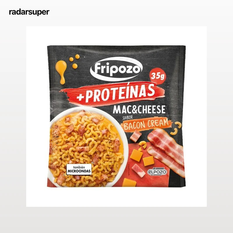 FRIPOZO Macarrones con queso con alto contenido en proteinas y sabor bacon cream 300 g.