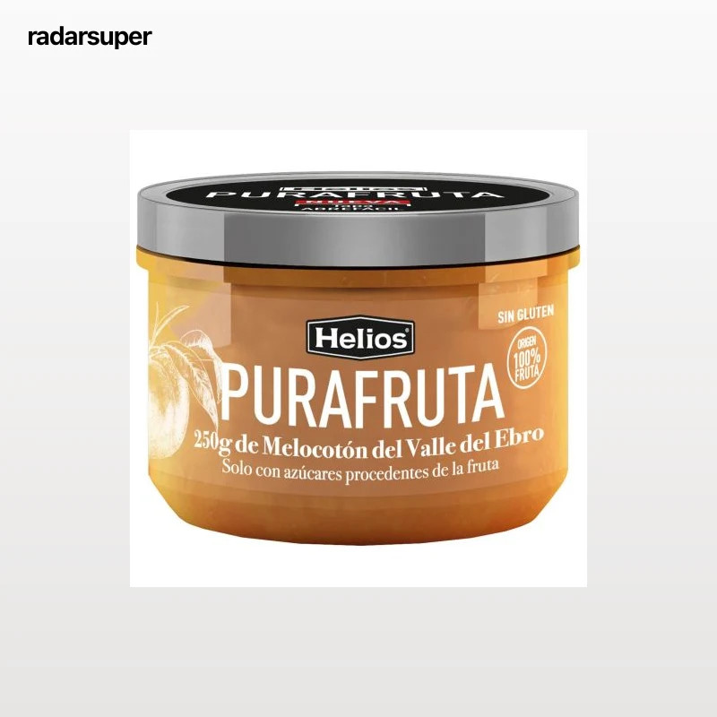 Fruta para untar de melocotón Pura Fruta Helios sin gluten 250 g.