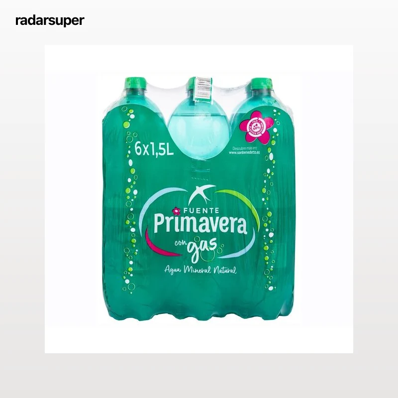 FUENTE PRIMAVERA Agua mineral con gas carbónico pack 6 uds. x 1,5 l.