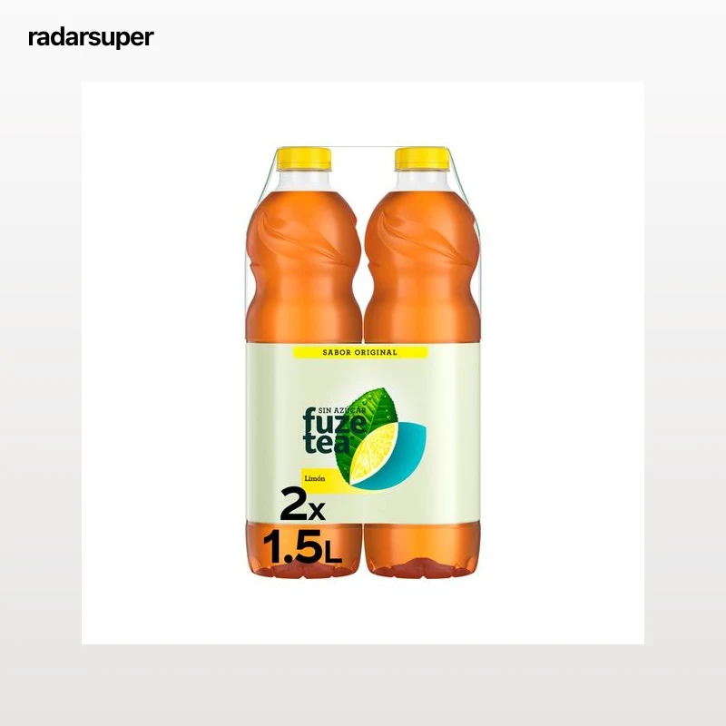 FUZE TEA Bebida té limón sin azúcar pack de 2 botella de 1.5 l.