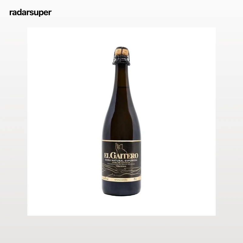 EL GAITERO Etiqueta negra Sidra natural espumosa con D.O.P Sidra de Asturias botella 75 cl.