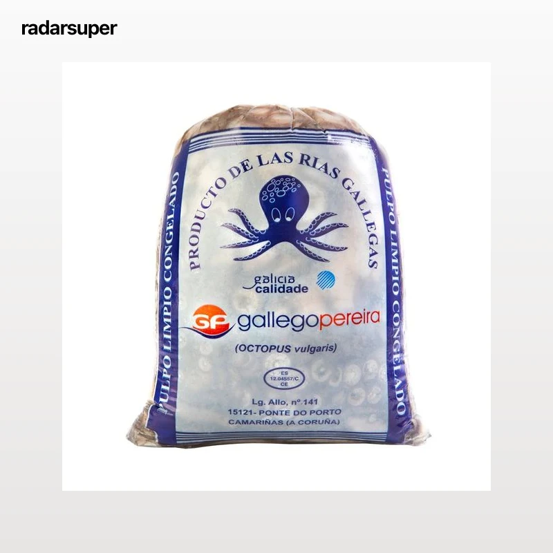 GALLEGO PEREIRA Pulpo crudo y congelado de las Rías gallegas entero 1.5 a 2 Kg. (peso aproximado).