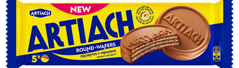 Galleta de barquillo cubierta de chocolate con leche Artiach 142g