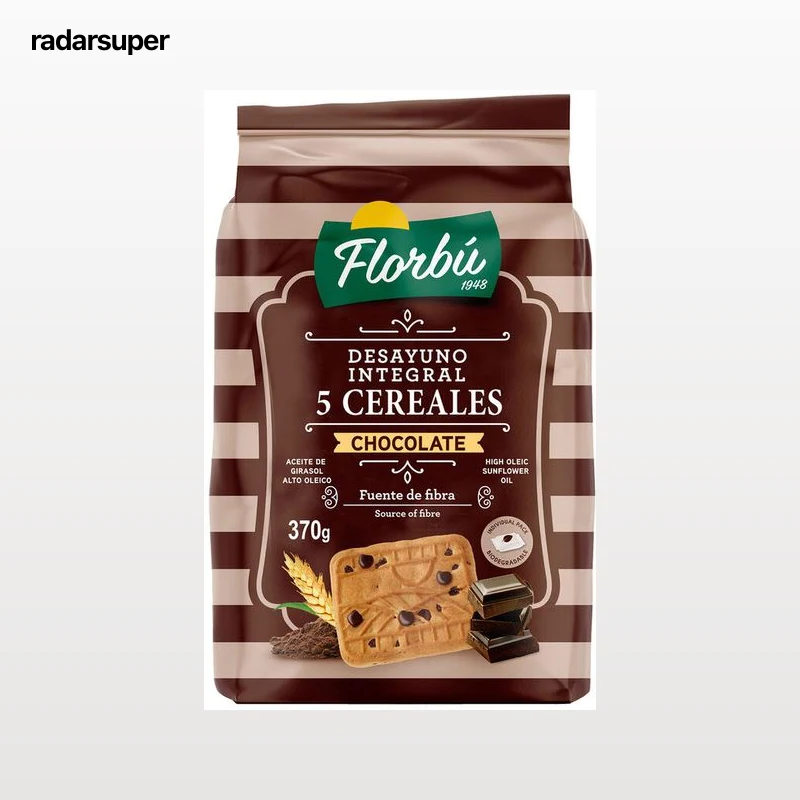 Galleta integral con chips de chocolate y cinco cereales Florbu 370g