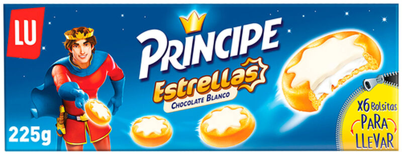 Galleta Príncipe estrellas 225g chocolate blanco