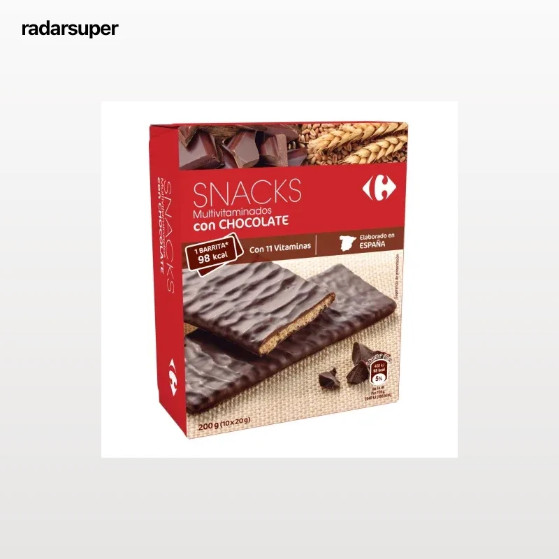 Galletas bañadas en chocolate negro multivitaminado Carrefour 200 g.