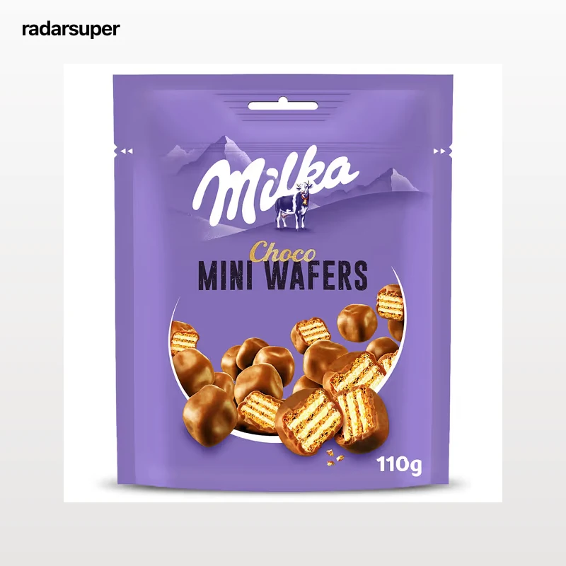 Galletas de barquillo recubiertas de chocolate mini wafers Milka 110 g