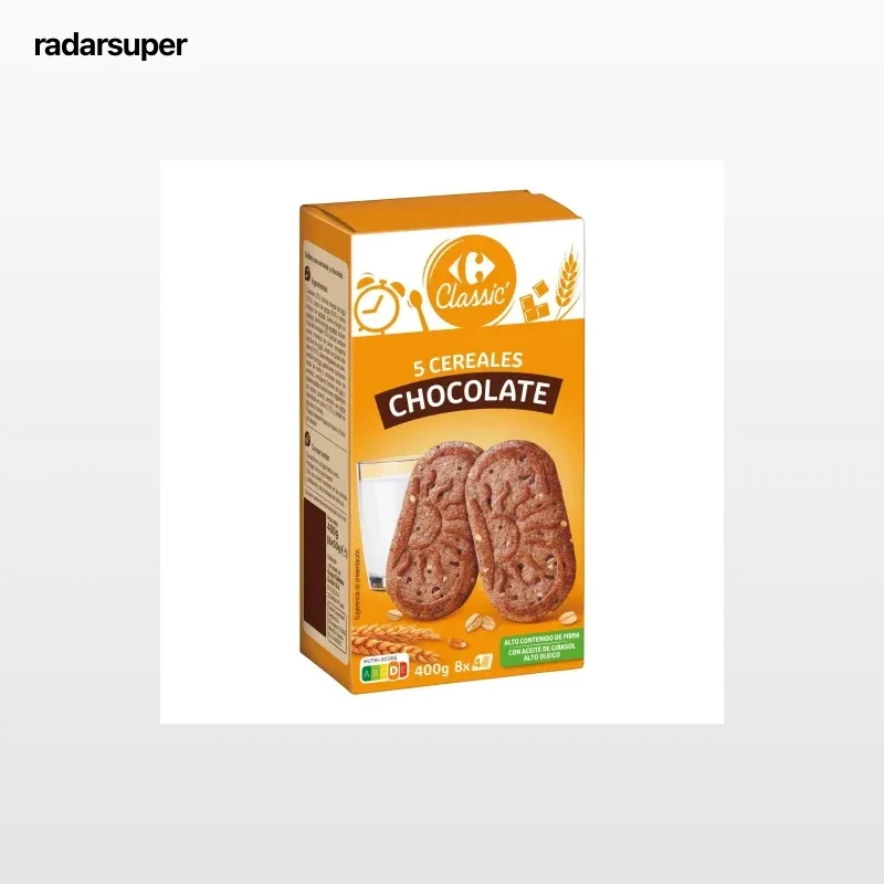 Galletas con cinco cereales y chocolate Classic Carrefour 400 g.