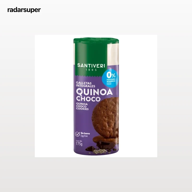 Galletas con quinoa y chocolate Santiveri sin azúcar añadido 175 g.