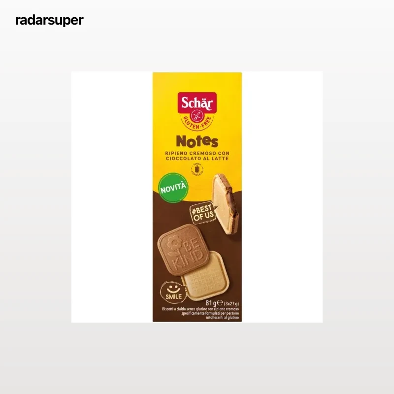 Galletas con relleno cremoso Notes Schär sin gluten 81 g.