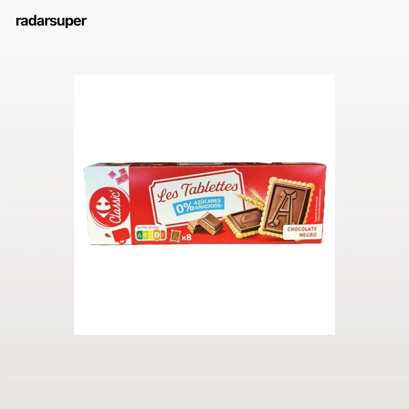 Galletas con tableta de chocolate negro sin azúcar añadido Carrefour 100 g.