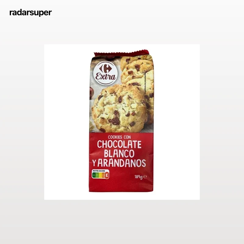 Galletas cookies con chocolate blanco y arándanos Carrefour Extra 184 g.