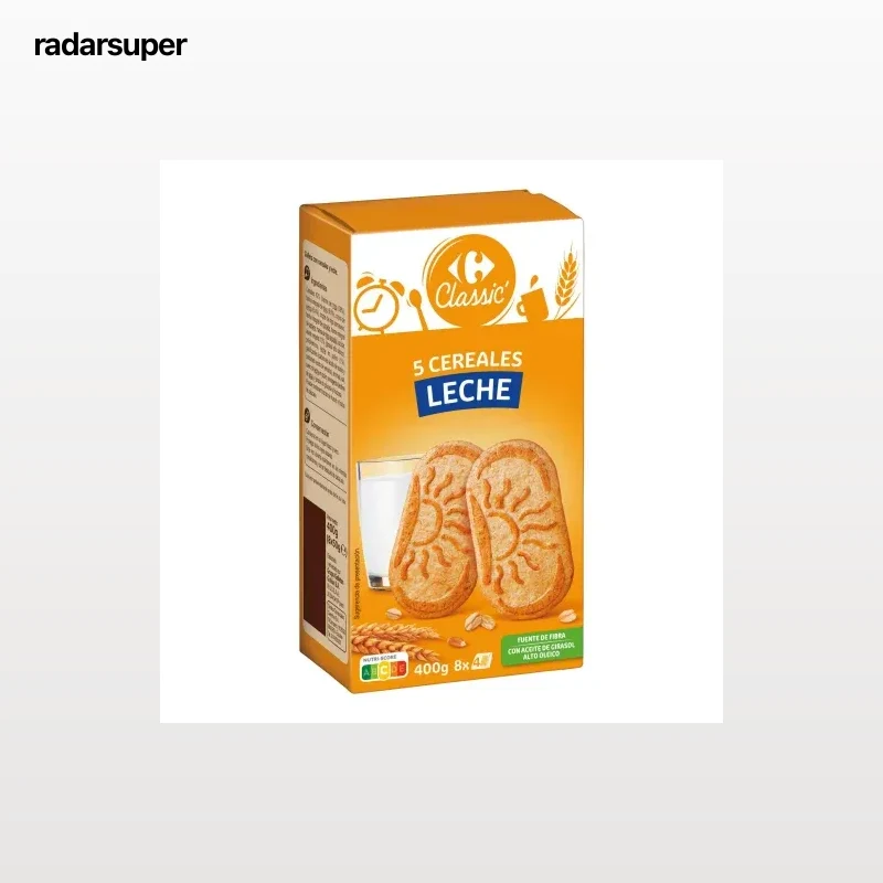 Galletas de 5 cereales y leche Carrefour Classic 400 g.