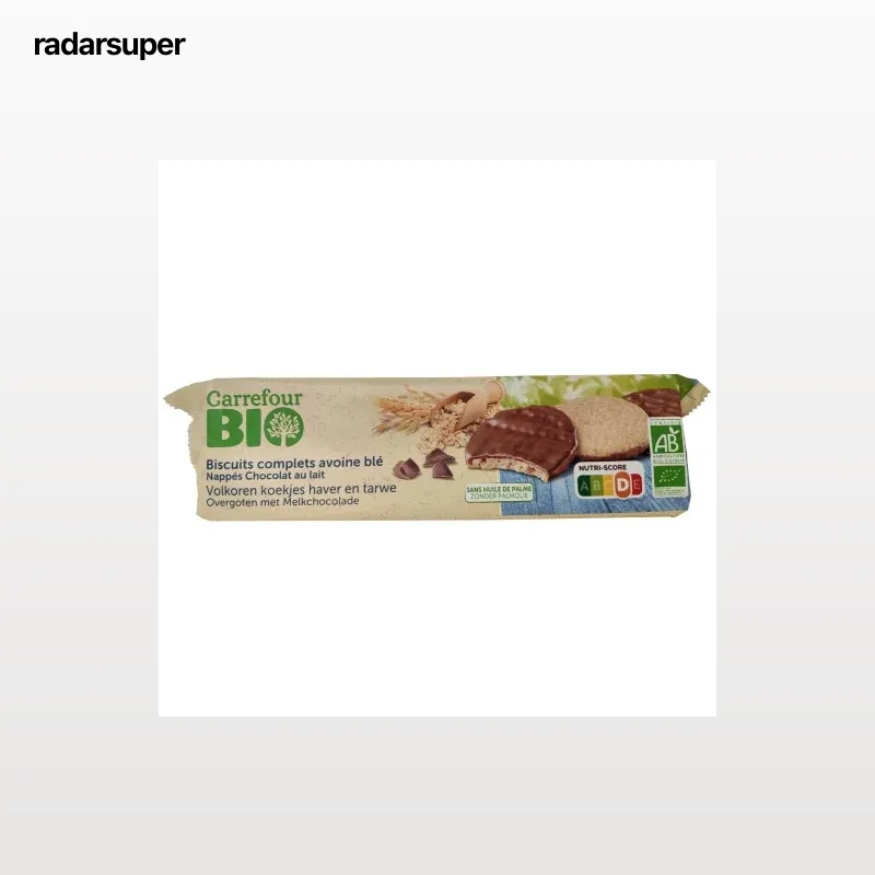 Galletas de avena con chocolate con leche ecológicas Carrefour Bio 200 g.