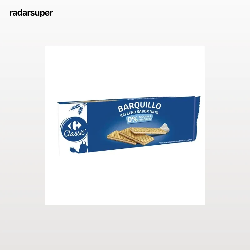 Galletas de barquillo rellenas de nata sin azúcar añadido Carrefour 210 g.