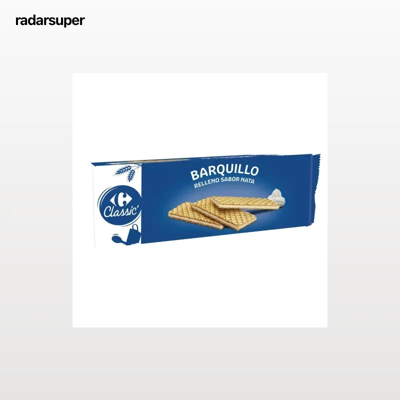Galletas de barquillo rellenas sabor nata Carrefour 210 g.