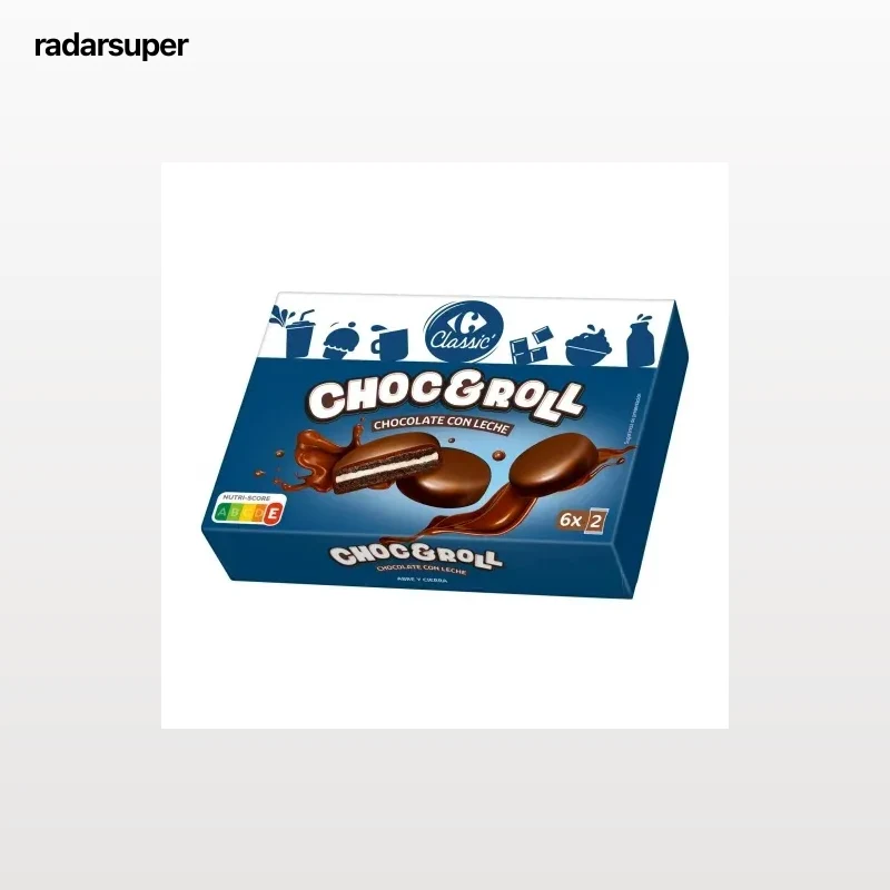 Galletas de chocolate con leche rellenas de crema Choc&Roll Carrefour Classic 252 g.