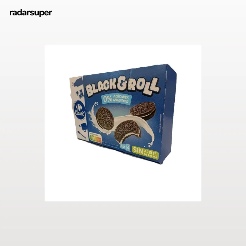 Galletas de chocolate rellenas de crema Carrefour sin azúcar añadido 176 g.