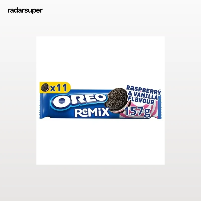 Galletas de chocolate rellenas de crema vainilla y frambuesa Remix Oreo 157 g.
