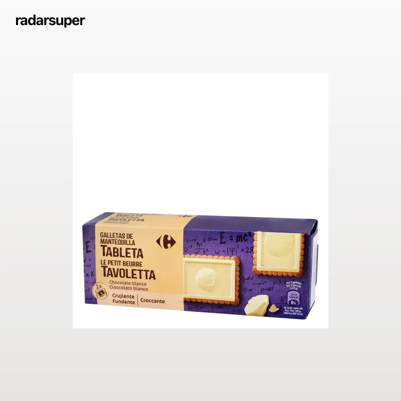 Galletas de mantequilla con tableta de chocolate blanco Carrefour 150 g.