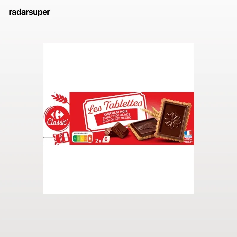 Galletas de mantequillas con tabletas de chocolate negro Carrefour Classic 150 g.