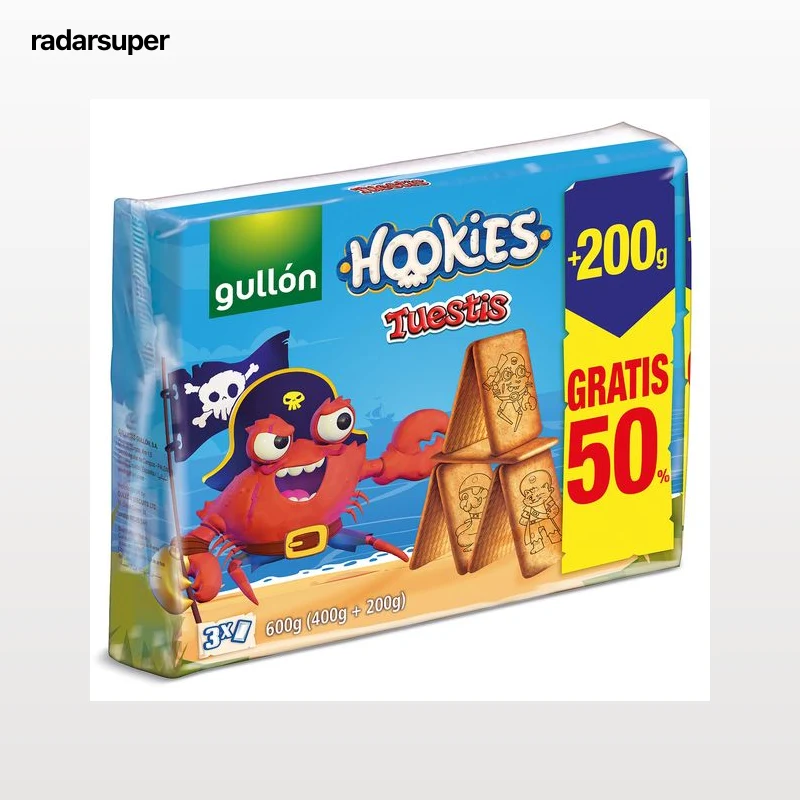 Galletas hookies tuestis Gullón caja 400 + 200 g gratis