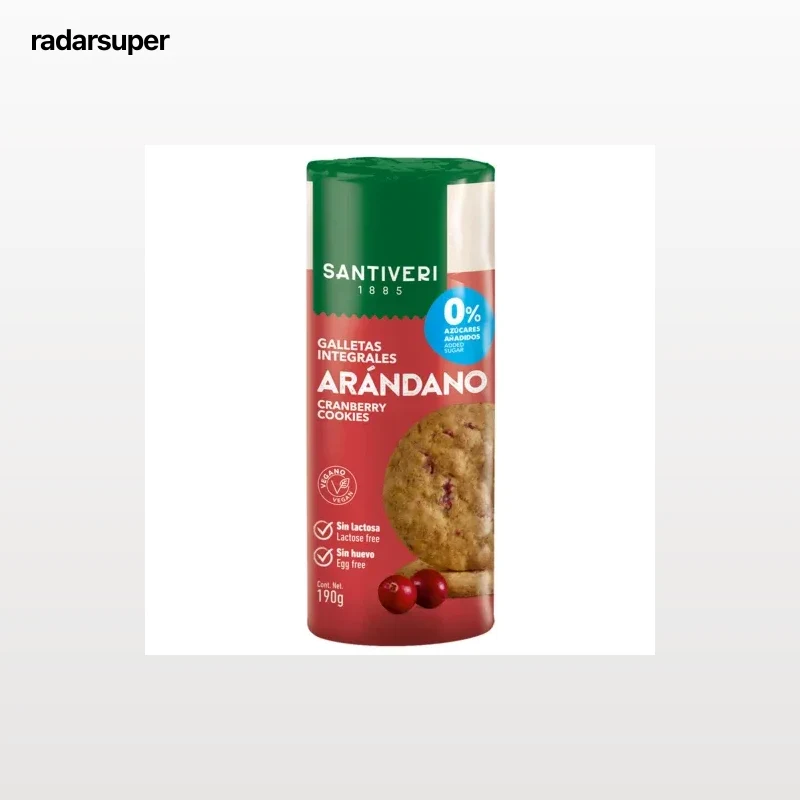 Galletas integrales con arándanos Santiveri sin lactosa y sin azúcar añadido 190 g.