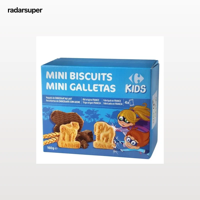 Galletas recubiertas de chocolate y leche Mini Biscuits Carrefour Kids 160 g.