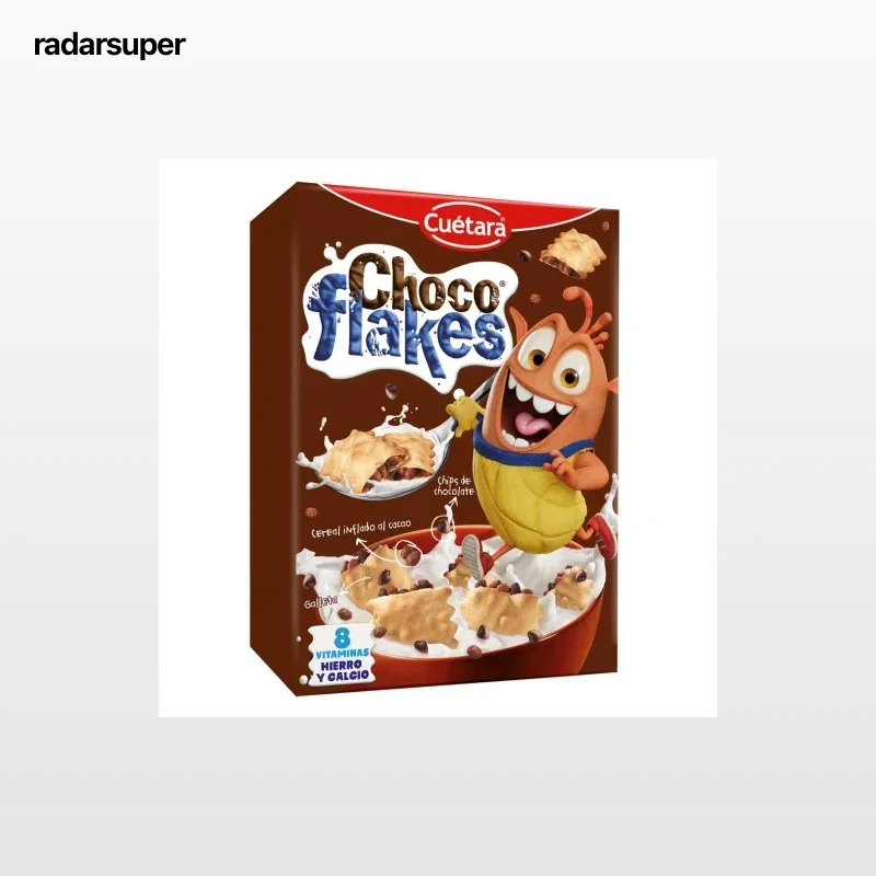 Galletas rellenas de arroz inflado y chips de chocolate Choco Flakes Cuétara 100 g.