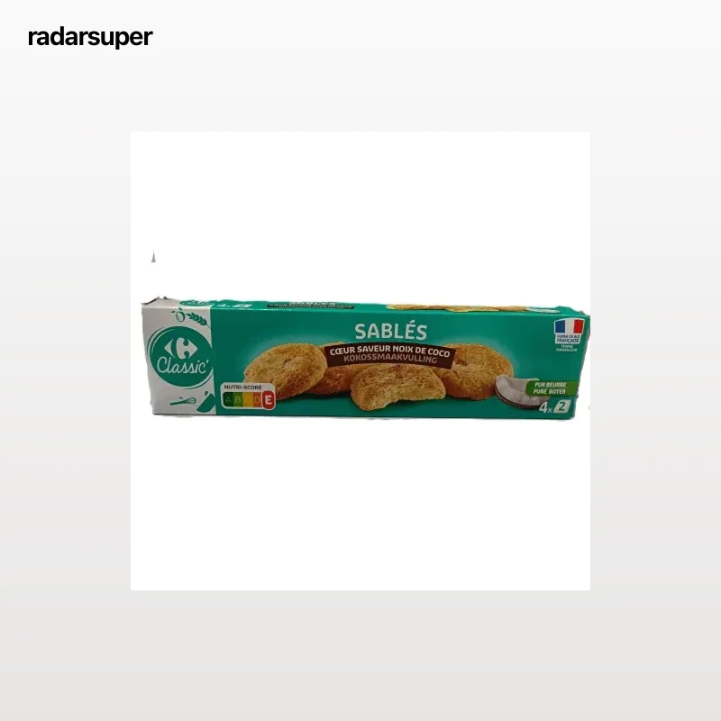 Galletas sablés sabor coco Carrefour Classic 100 g.