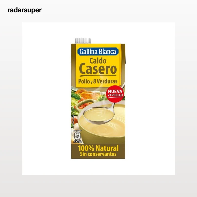 GALLINA BLANCA Caldo casero de pollo y 8 verduras de 1 l.