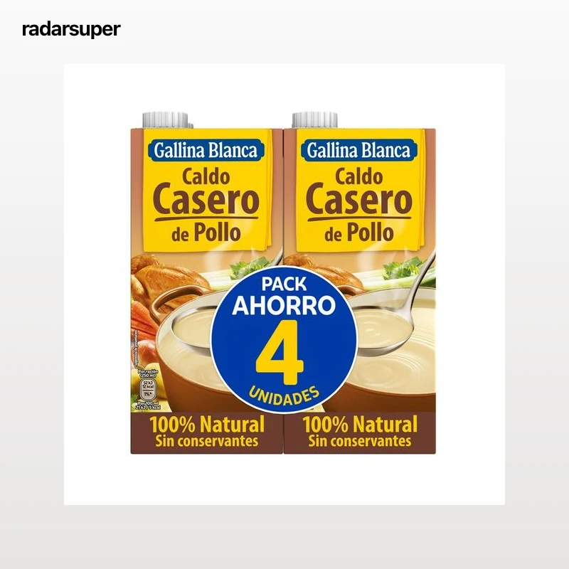GALLINA BLANCA Caldo de pollo pack 4 uds. 1 l.