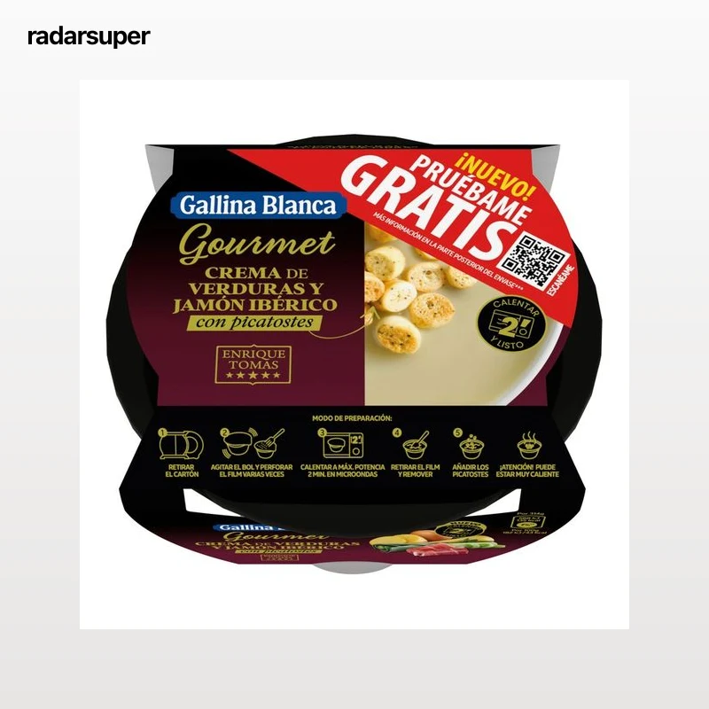 GALLINA BLANCA Gourmet Crema de verduras y jamón ibérico (Enrique Tomas) con picatostes 300 g.