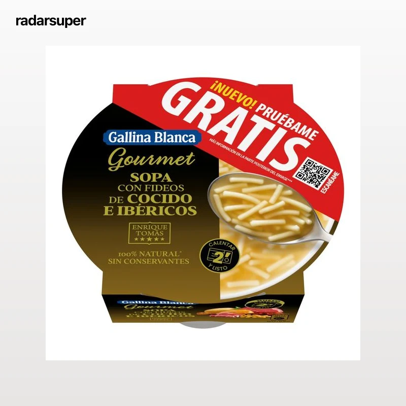 GALLINA BLANCA Gourmet Sopa con fideos de cocido e ibéricos (Enrique Tomas) 300 g.
