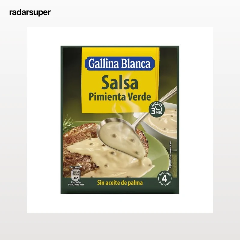 GALLINA BLANCA Salsa de pimienta verde sobre de 50 g.