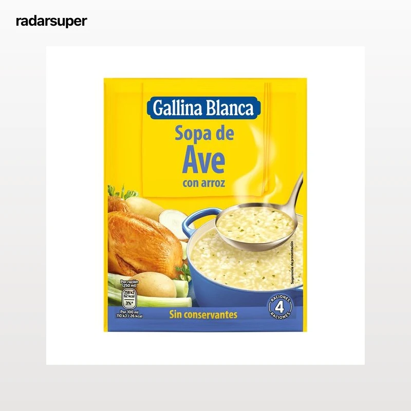 GALLINA BLANCA Sopa de ave con arroz sobre de 80 g.