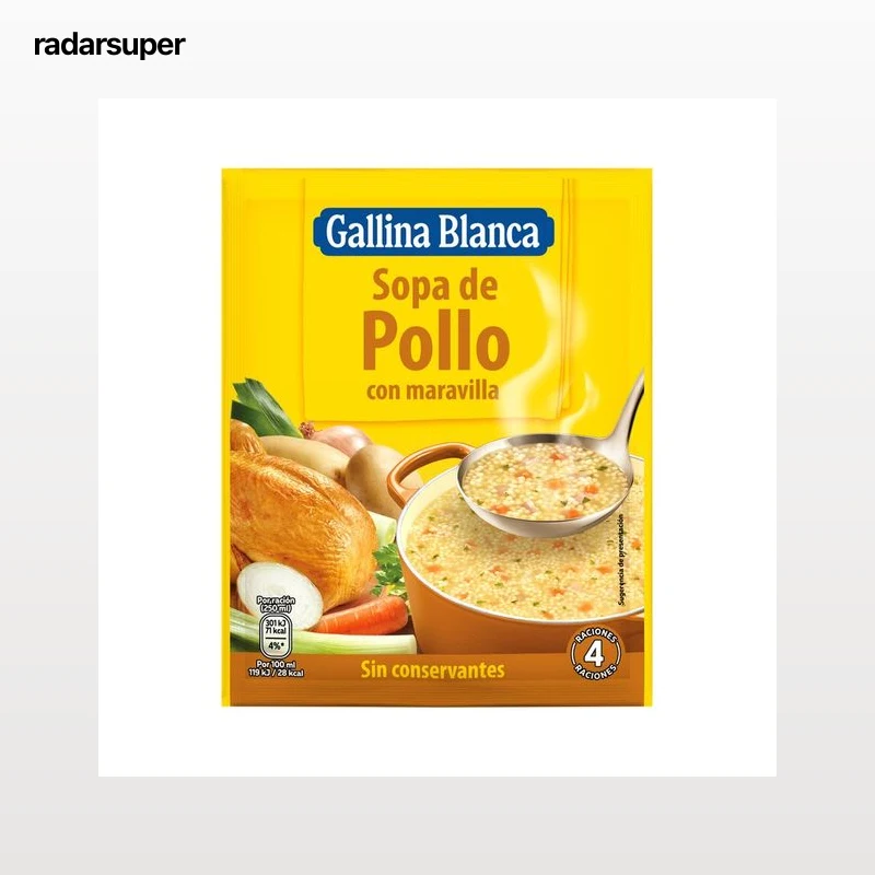 GALLINA BLANCA Sopa de pollo con maravilla sobre de 85 g.