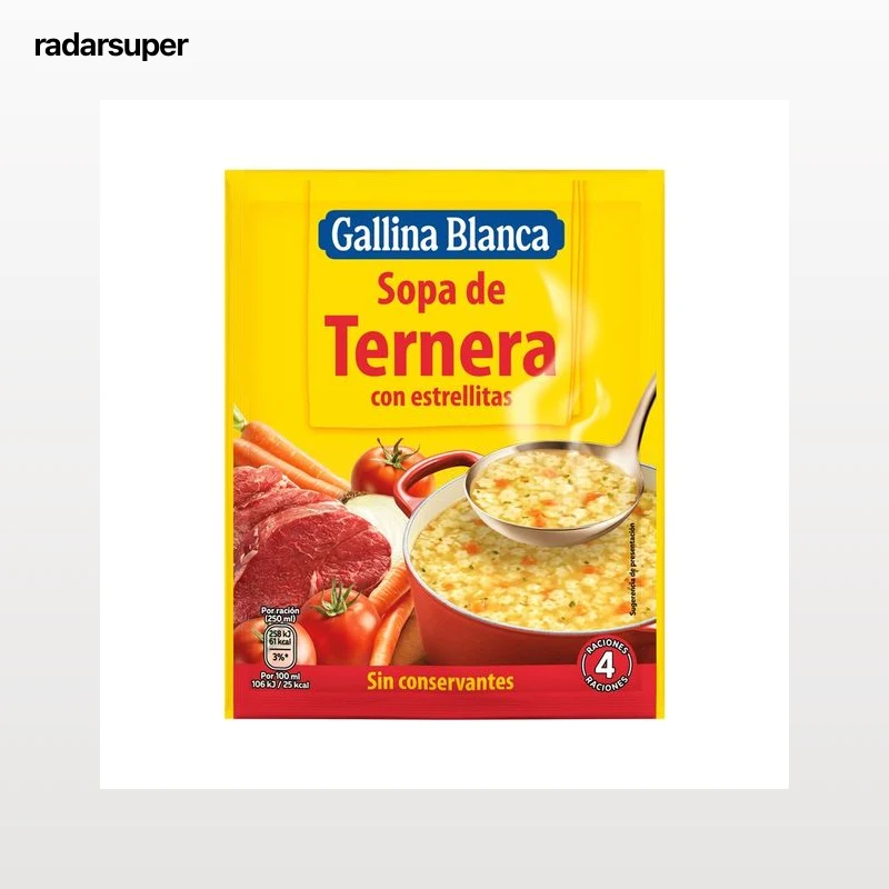 GALLINA BLANCA Sopa de ternera con estrellitas sobre de 74 g.