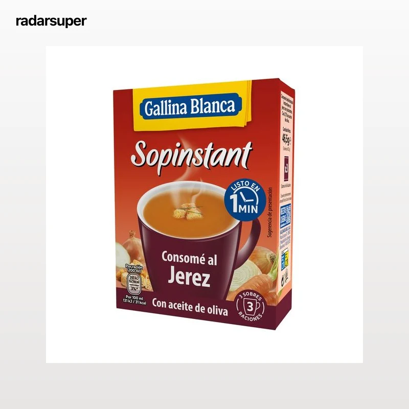 GALLINA BLANCA Sopinstant Consomé al Jerez con picatostes 3 uds. 15,5 g.