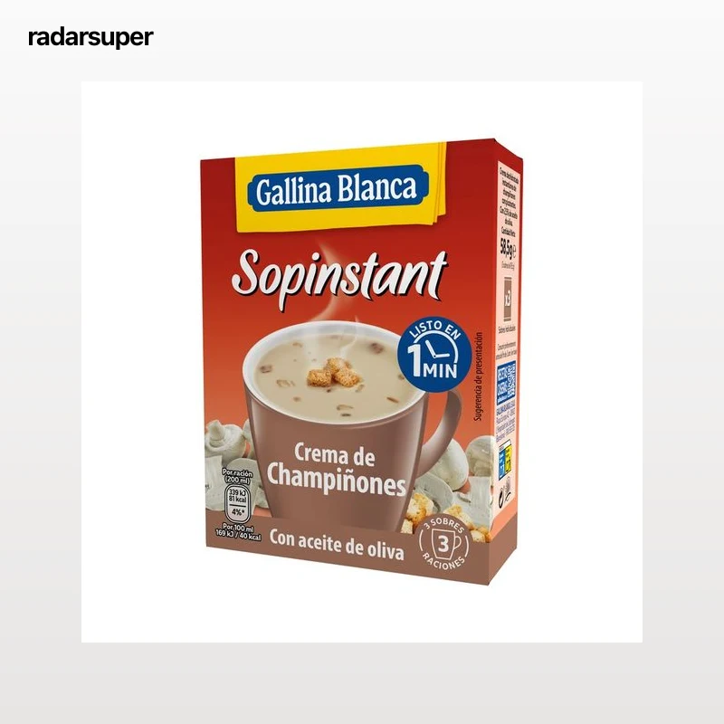 GALLINA BLANCA Sopinstant Crema de champiñones con picatostes 3 uds. 19,5 g.