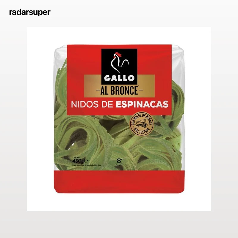 GALLO Al bronce Pasta fettuccine de espinacas (nidos) 450 g.
