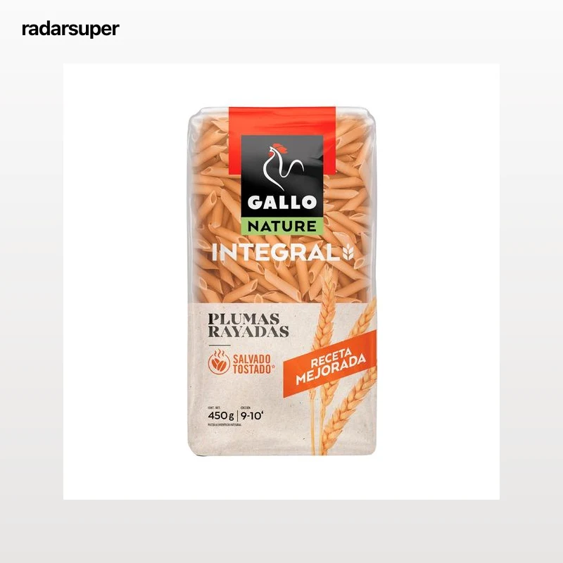 GALLO Nature Pasta plumas rayadas integrales 450 g.