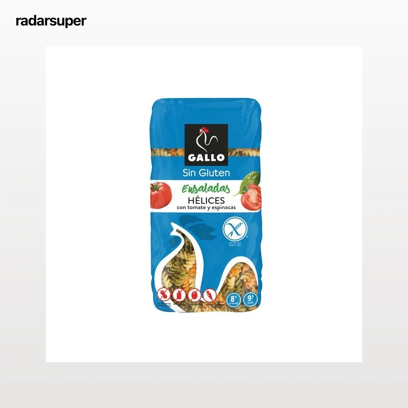 GALLO Pasta hélices sin gluten con tomate y espinacas 450 g.