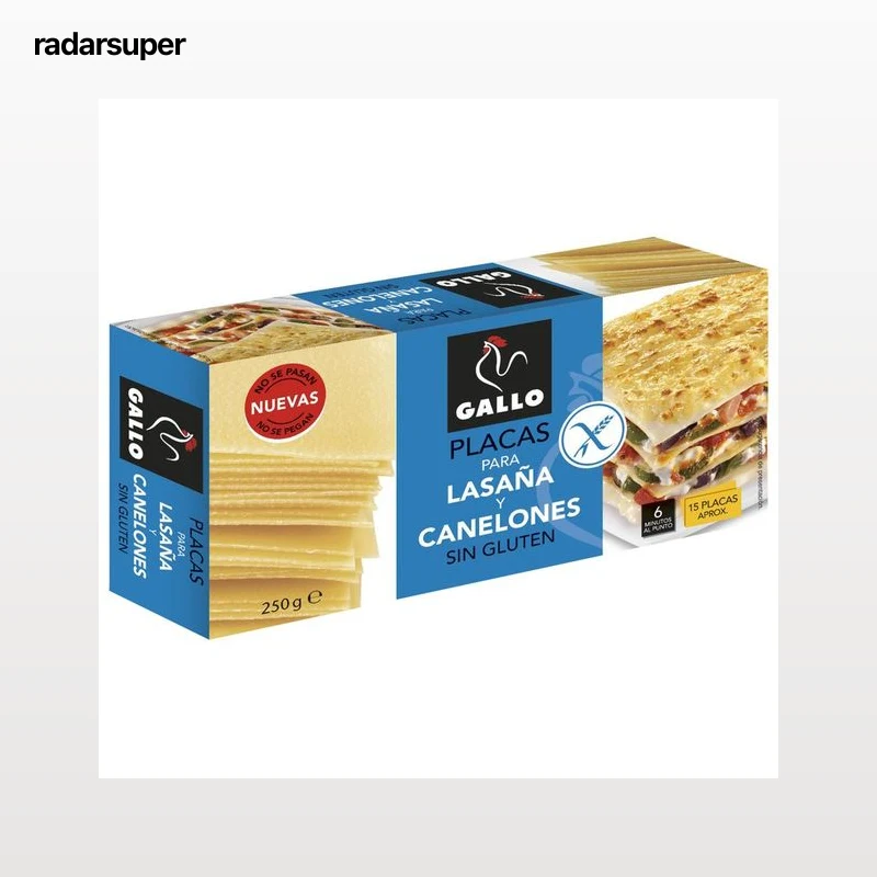 GALLO Pasta para lasaña y canelones sin gluten 250 g.