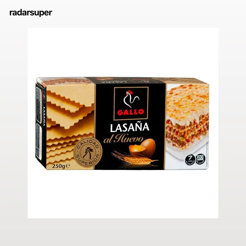 GALLO Pasta lasaña placas 20 unidades 250 g.