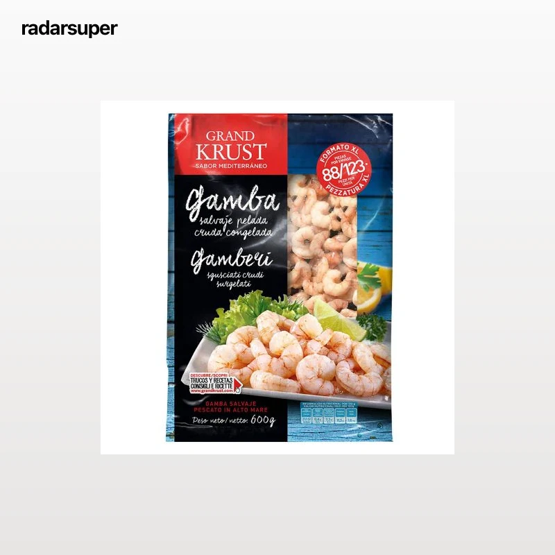 Gamba salvaje pelada cruda 88/123 piezas Grand Krust 600 g.