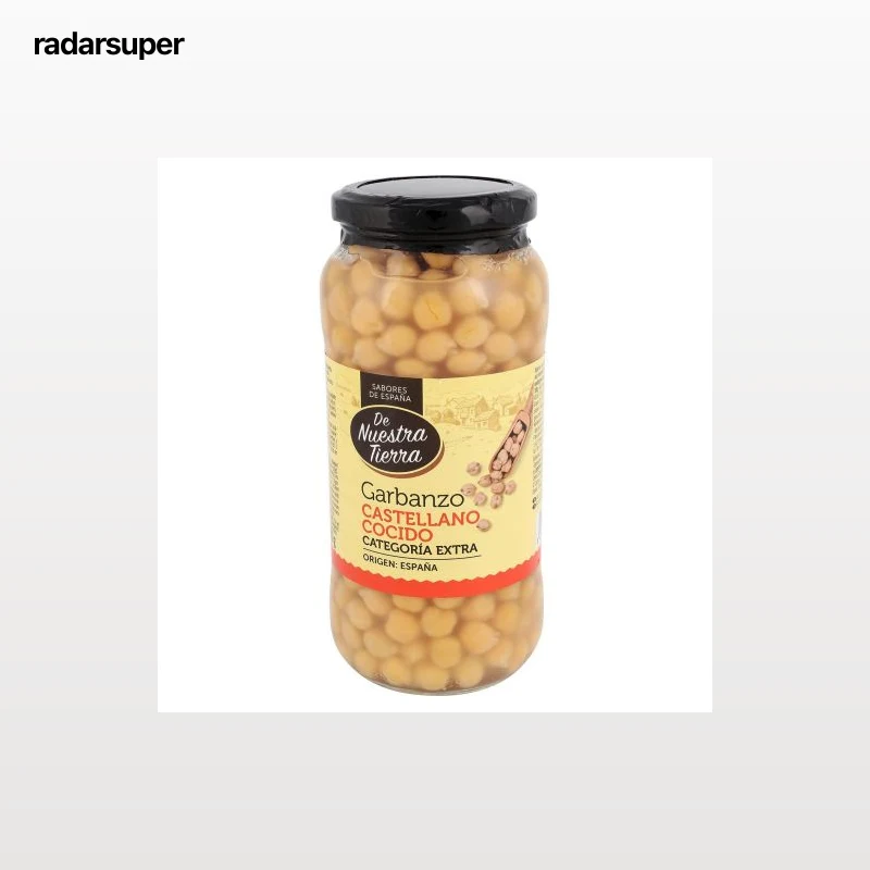 Garbanzo castellano cocido categoría extra De Nuestra Tierra 400 g.