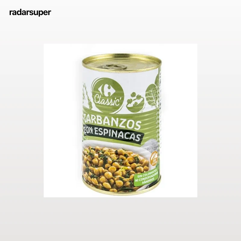 Garbanzos con espinacas Classic Carrefour sin gluten 430 g.
