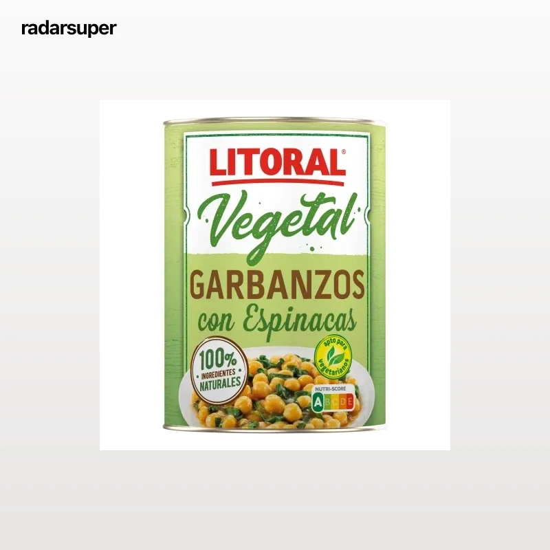 Garbanzos con espinacas Vegetal Litoral sin gluten 425 g.